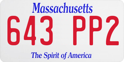MA license plate 643PP2
