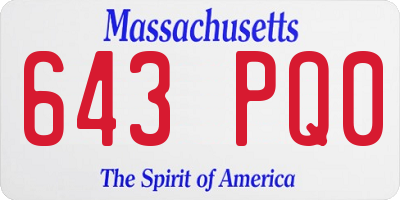 MA license plate 643PQ0