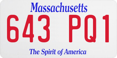 MA license plate 643PQ1