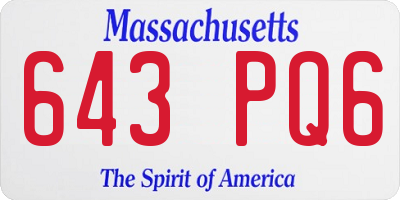 MA license plate 643PQ6