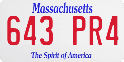 MA license plate 643PR4