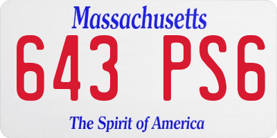 MA license plate 643PS6