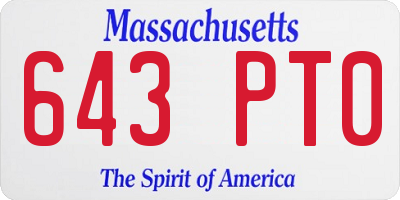 MA license plate 643PT0