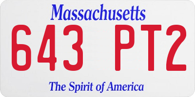 MA license plate 643PT2