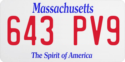 MA license plate 643PV9