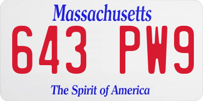 MA license plate 643PW9