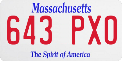 MA license plate 643PX0