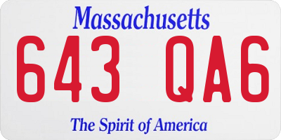 MA license plate 643QA6