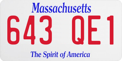 MA license plate 643QE1
