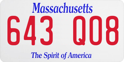 MA license plate 643QO8