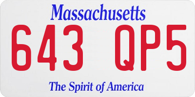 MA license plate 643QP5