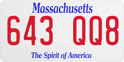 MA license plate 643QQ8