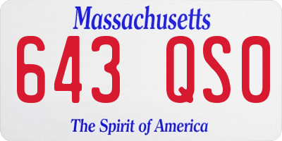 MA license plate 643QS0