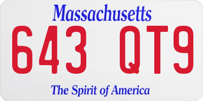 MA license plate 643QT9