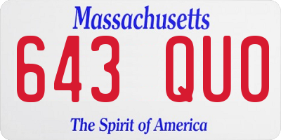 MA license plate 643QU0