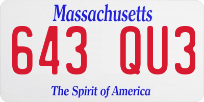 MA license plate 643QU3