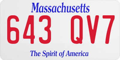 MA license plate 643QV7