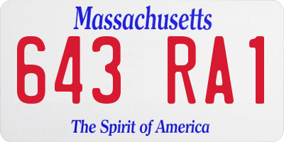 MA license plate 643RA1