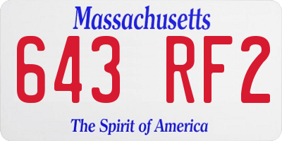 MA license plate 643RF2