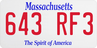 MA license plate 643RF3