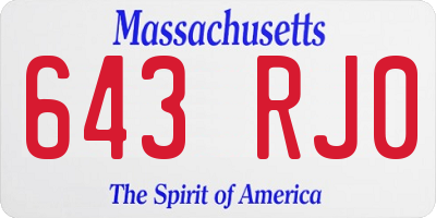 MA license plate 643RJ0