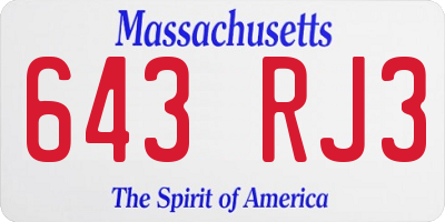 MA license plate 643RJ3