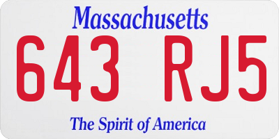 MA license plate 643RJ5