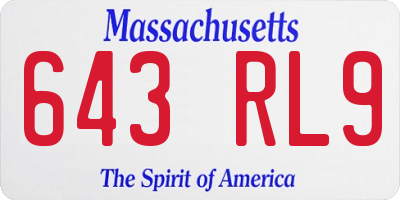 MA license plate 643RL9