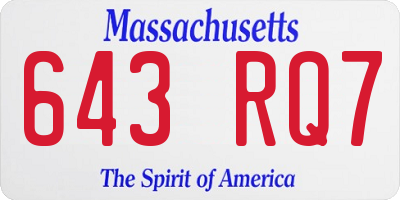 MA license plate 643RQ7
