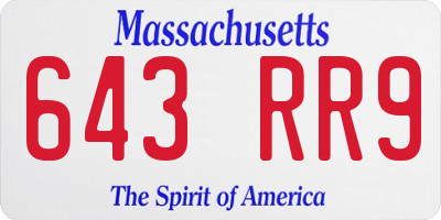 MA license plate 643RR9