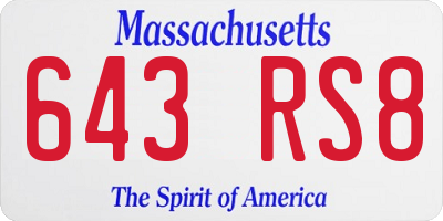 MA license plate 643RS8