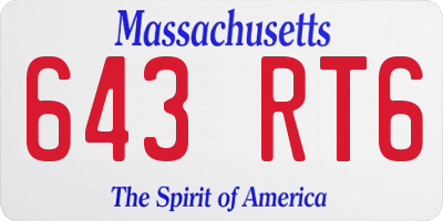 MA license plate 643RT6