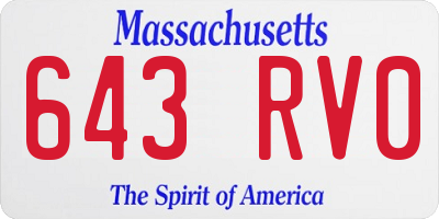 MA license plate 643RV0