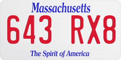 MA license plate 643RX8