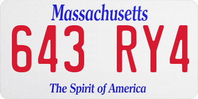 MA license plate 643RY4