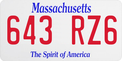 MA license plate 643RZ6