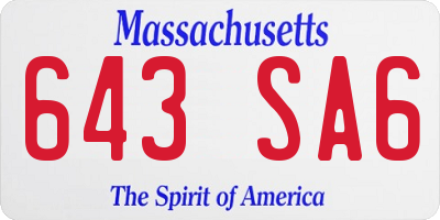 MA license plate 643SA6