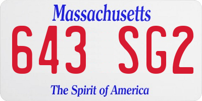 MA license plate 643SG2
