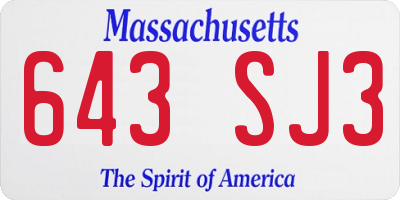 MA license plate 643SJ3