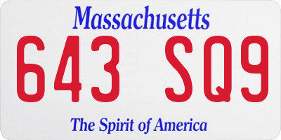 MA license plate 643SQ9