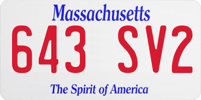MA license plate 643SV2