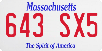 MA license plate 643SX5