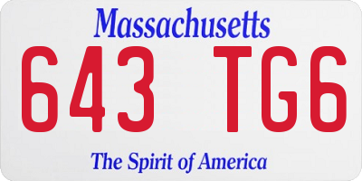 MA license plate 643TG6
