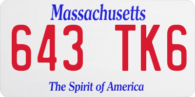 MA license plate 643TK6