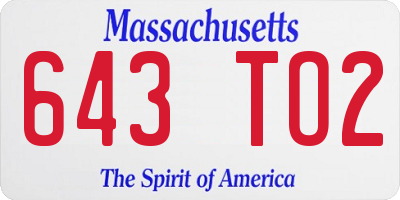 MA license plate 643TO2
