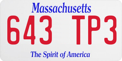 MA license plate 643TP3