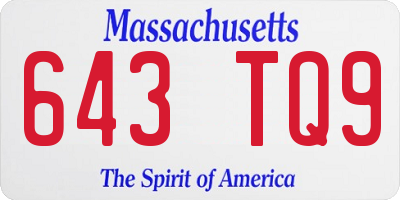 MA license plate 643TQ9