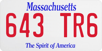 MA license plate 643TR6