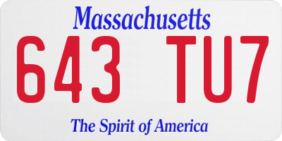 MA license plate 643TU7
