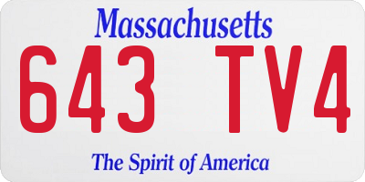 MA license plate 643TV4